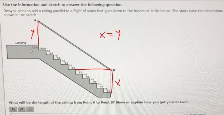 What will be the length of the railing from point A to point B? Show or explain how-example-2