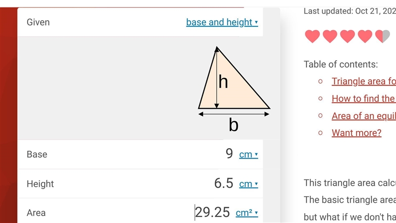 The area of the triangle below is 29.25 square centimeters. What is the length of-example-1