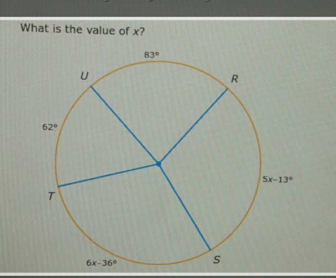 What is the value of x? 830 R 620 5х-130 6x – 360-example-1