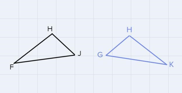 What are the corresponding sides and angles in FHJ and KHG-example-1