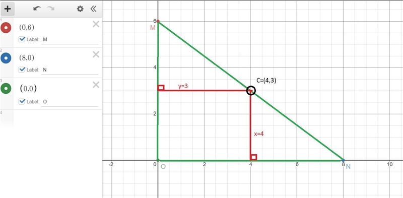 Find the circumcenter of a triangle with the given vertices, M(0,6) N(8,0) O(0,0) pls-example-3