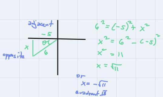 Suppose sec(0) = -6/5 and 0 is in quadrant 3. What is the value of tan(0)?-example-2