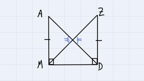 22. In the figure below, which theorem or postulate can be used to prove TriangleADM-example-1