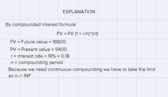 Find the time it takes for 9,400 to double when invested at an annual interest rate-example-1