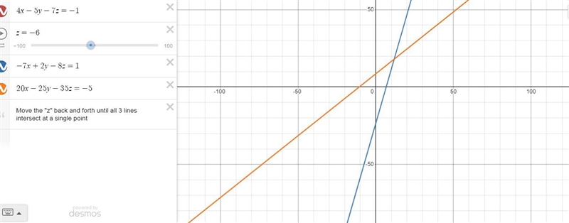 How would is solve these systems?4x - 5y - 7z = -1-7x + 2y - 8z = 120x - 25y - 35z-example-1