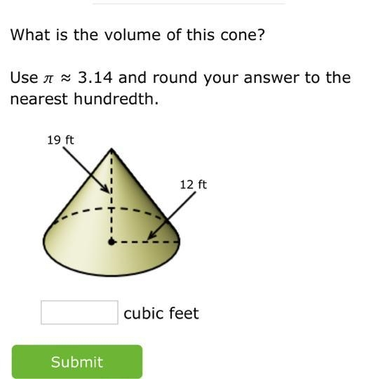 00:57 Learn with an example What is the volume of this cone? Use ≈ 3.14 and round-example-1