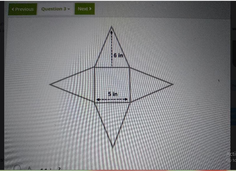 Find the surface area of the square pyramid. 16 in 5 in-example-1