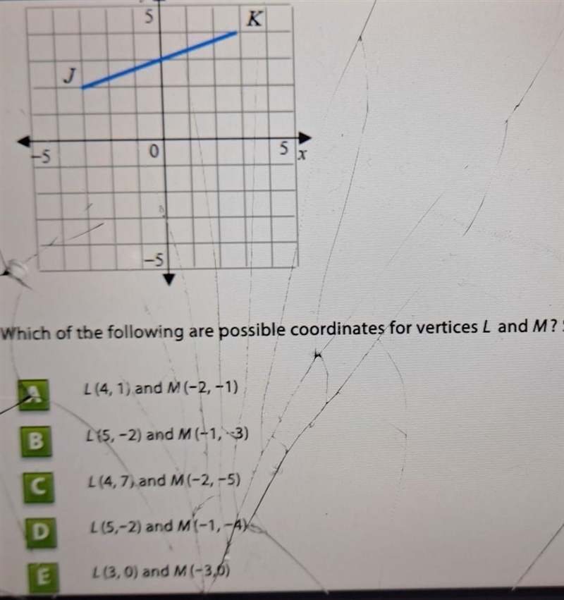 Quadrilateral JKLM is a rectangle. one side of the rectangle is shown in the figure-example-1