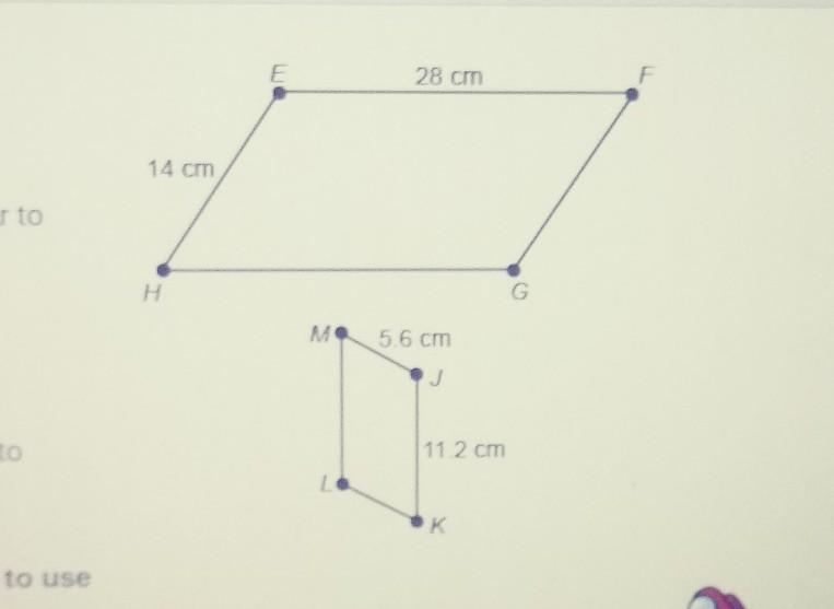 Parallelogram EFGH is similar to Parallelogram JKLM what is the scale factor of dilation-example-1