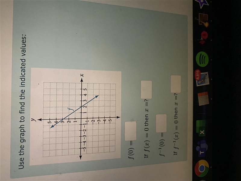 Use the graph to find the indicated values:line with y intercept at (0,3) and x intercept-example-1