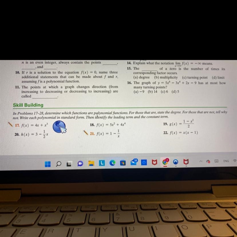 Question 20 Determine if the function is a polynomial function. If it is state the-example-1