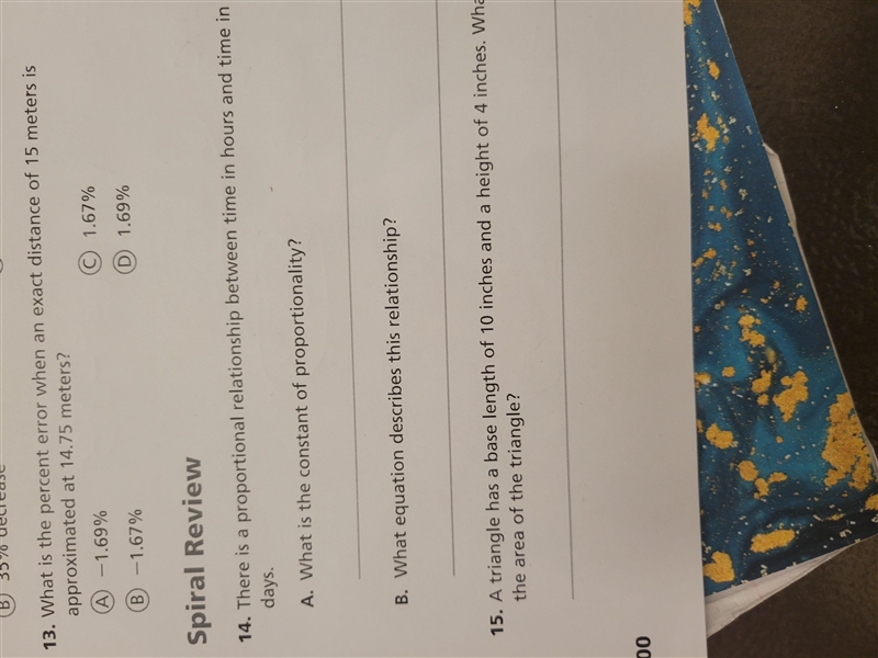 What is the percent error when an exact distance of 15 meters is approximated at 14.75 meters-example-1