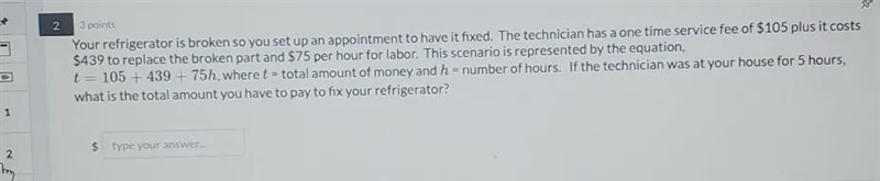 What is the total amount you have to pay to fix your refrigerator-example-1