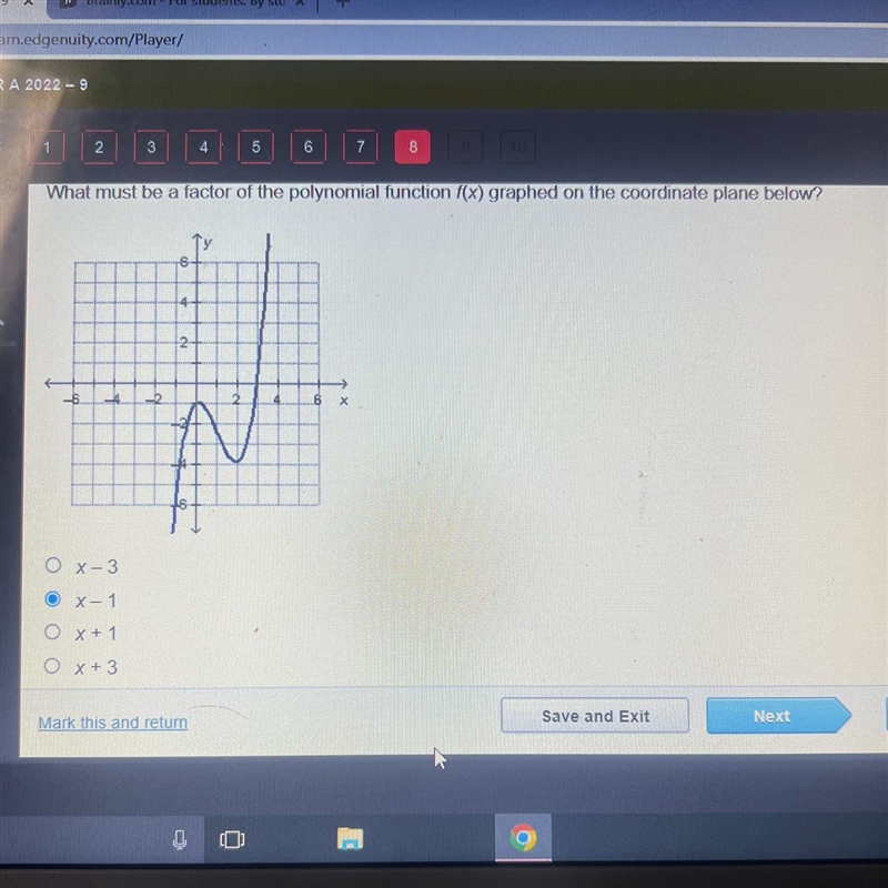 7 O x-3 O x-1 O x + 1 O x + 3 3 2- What must be a factor of the polynomial function-example-1