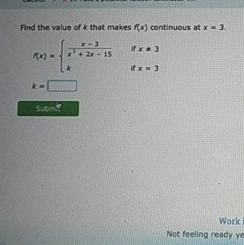 Find the value of k that makes f(x) continuous at x = 3-example-1