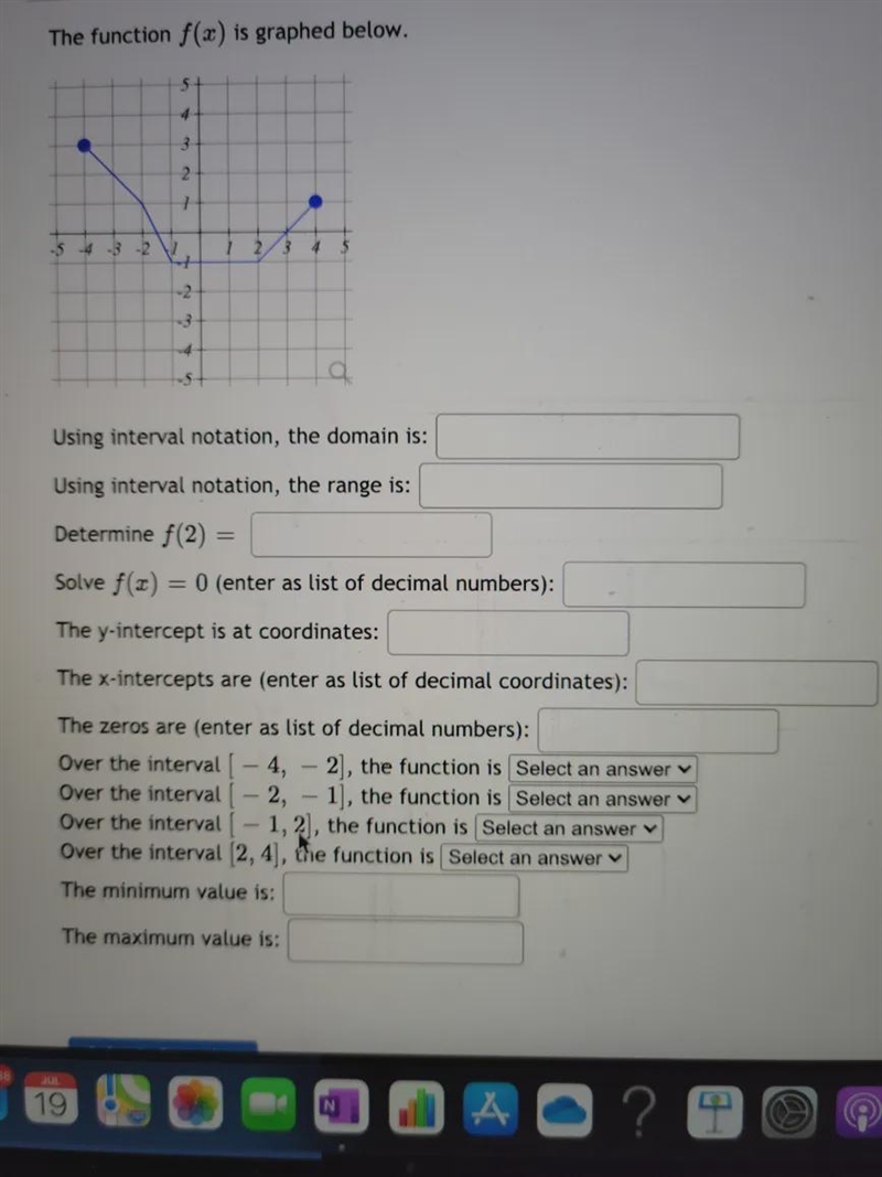 The function f(x) is graphed below. 3 2 -5-5-3 -2 3 Using interval notation, the domain-example-1