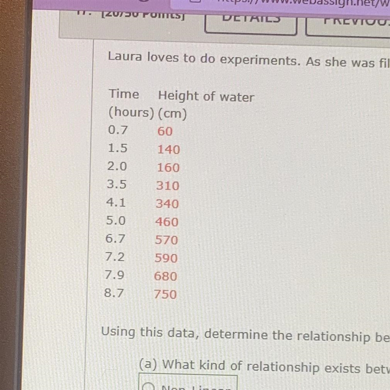 (b) What is the slope of the line?85.5 cm/hours(c) What is the height intercept?(d-example-1