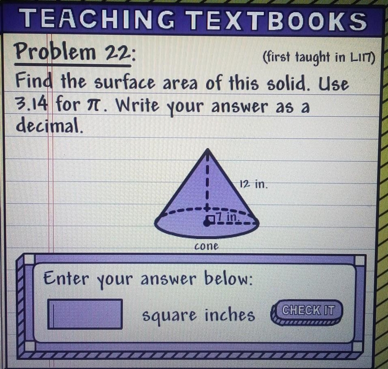 Finally surface area of the solid. use 3.14 for π. write your answer as a decimal-example-1