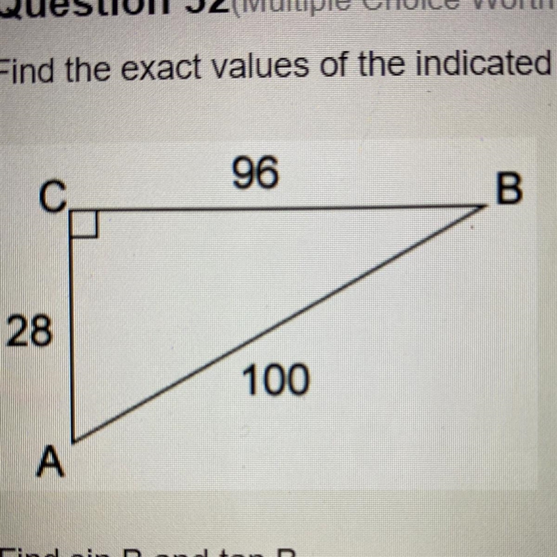 Find the exact values of the indicated trigonometric functions. Write fractions in-example-1