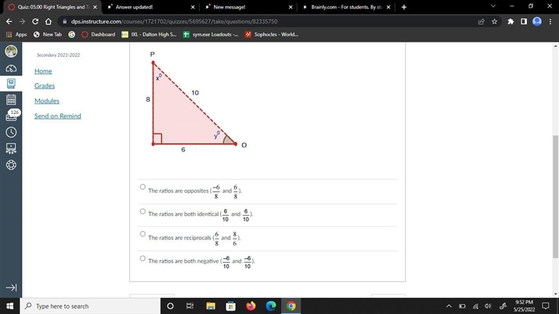 What is the relationship between the ratios of sin x° and cos y°?The ratios are opposites-example-1