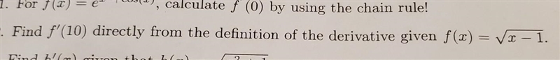 Solve the one in the middle asking for f'(10)​-example-1