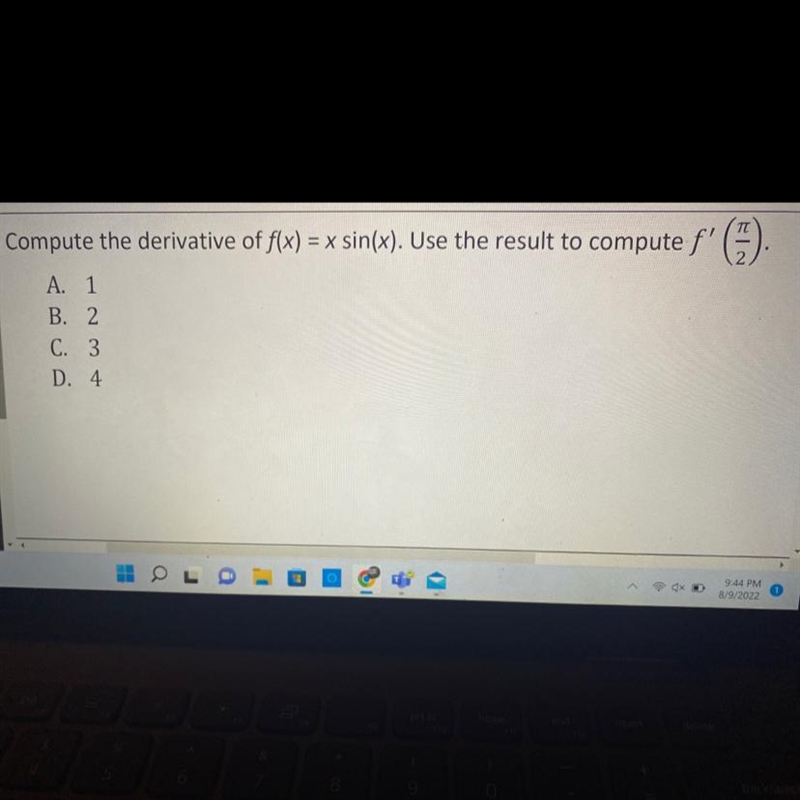 Compute the derivative of f(x) = x * sin(x) . Use the result to compute f^ prime ( pi-example-1