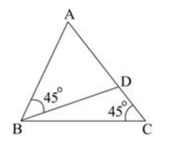 Look at the figure below: Triangle ABC has the measure of angle ACB equal to 45 degrees-example-1