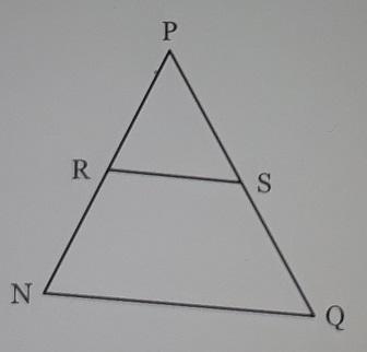 In the diagram below of triangle NPQ, R is a midpoint of NP and S is a midpoint of-example-1