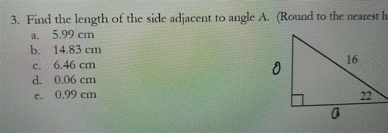 Find the length of the side adjacent to angke A-example-1