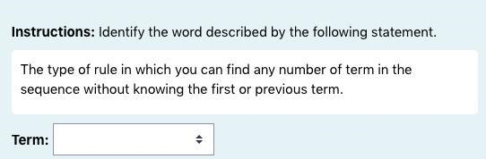 Identify the word described by the following statement.The type of rule in which you-example-1