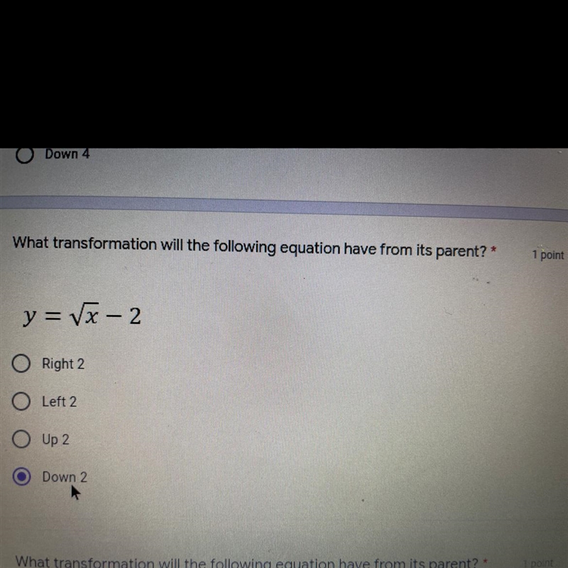 What transformation will the following equation have from its parents ?-example-1