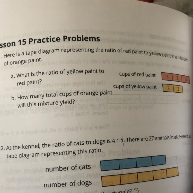 1. Here is a tape diagram representing the ratio of red paint to yellow paint in a-example-1