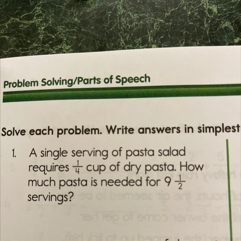 A single serving of pasta salad requires ￼1/4 cup of dry pasta .how much pasta is-example-1