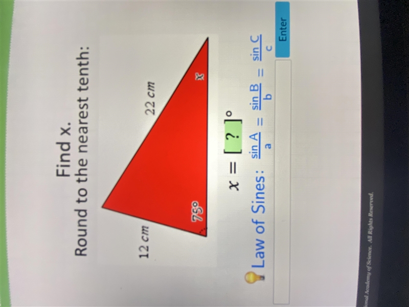 HELP!! Find x. Round to the nearest tenth.-example-1