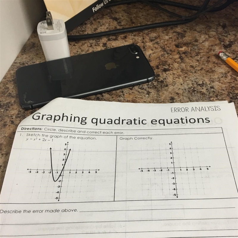 Circle describes and correct each error Sketch the graph of the equationY=x^2+2x-1-example-1