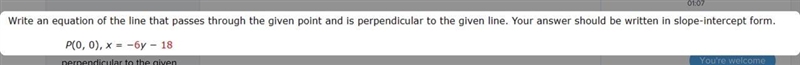 Write an equation of the line that passes through the given point and is perpendicular-example-1