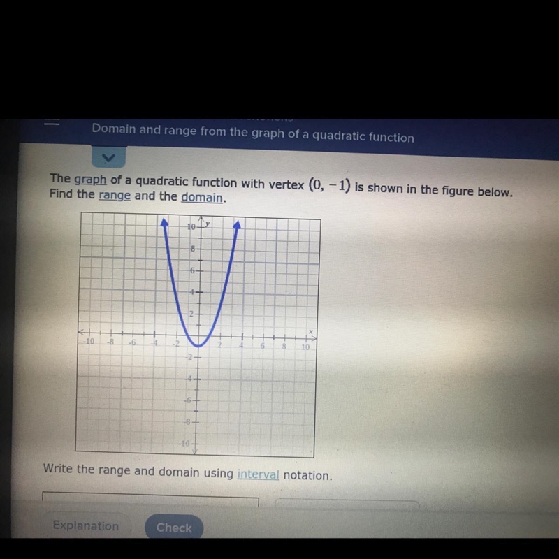 The graph of a quadratic function with vertex (0 - 1) is shown in the figure belowFind-example-1