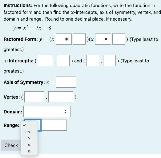 Instructions: For the following quadratic functions, write the function in factored-example-4