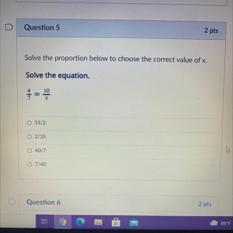 Solve the proportion below to choose the correct value of x.Cabo +-example-1