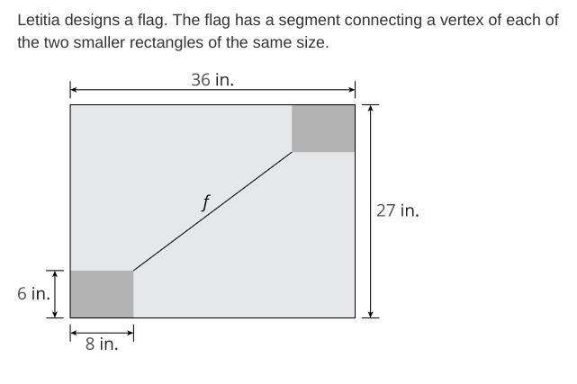 What is the length of segment f, in inches, on Letitia's flag?-example-1