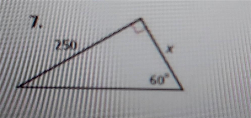 Number 7 questions: use the trigonometric function to find the value of xplease help-example-1