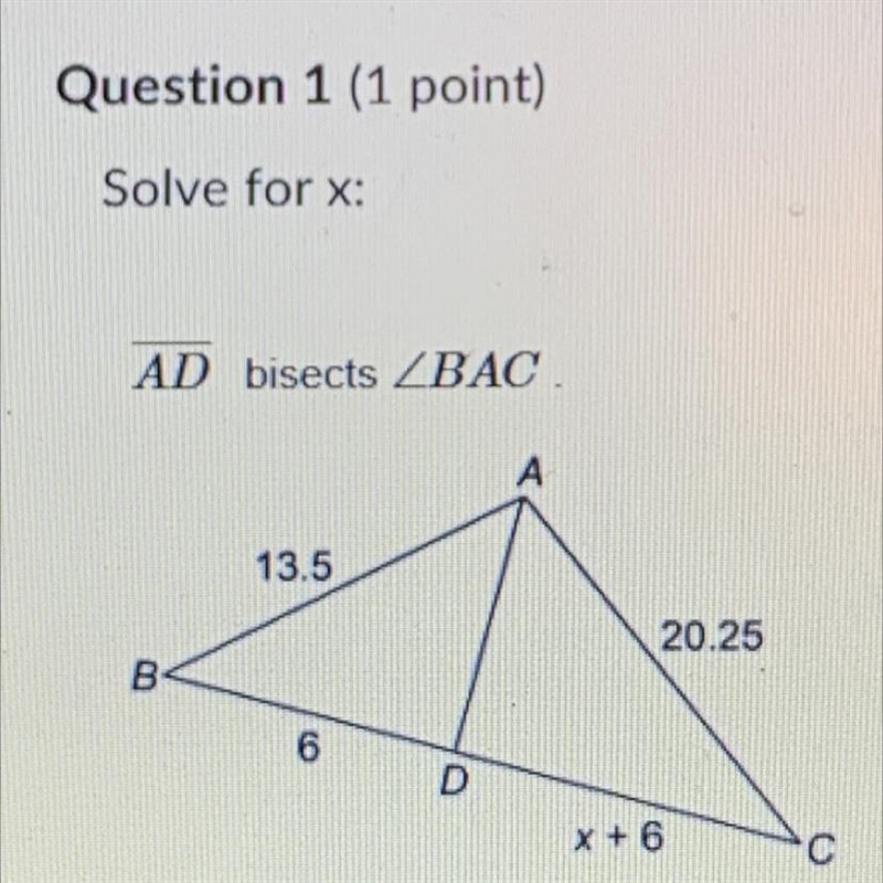 Solve for x: AD bisects ZBAC A-example-1