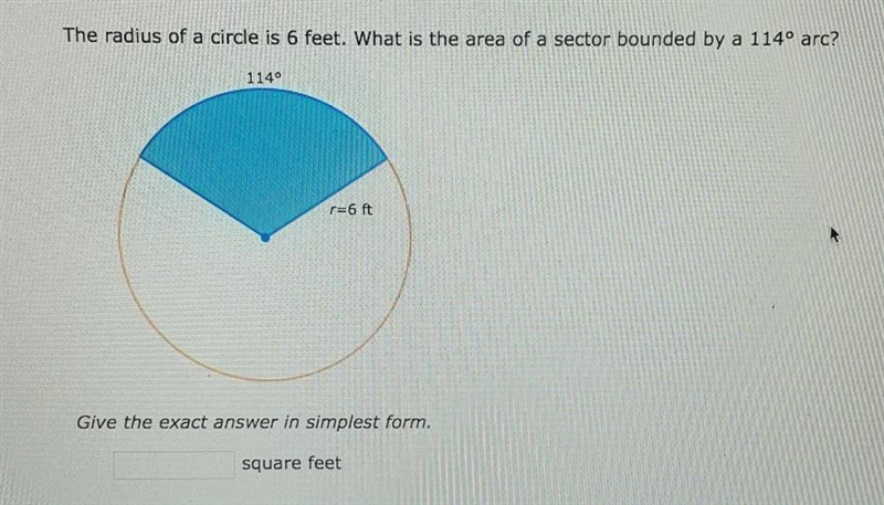 What is the area of a sector bounded by a 114 arc-example-1