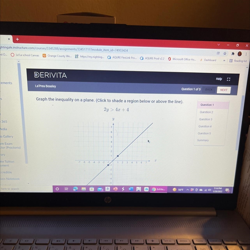 Graph the inequality on a plane. (Click to shade a region below or above the line-example-1