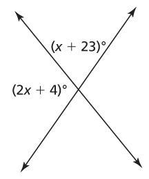 Two lines are intersecting. What is the value of x?-example-1