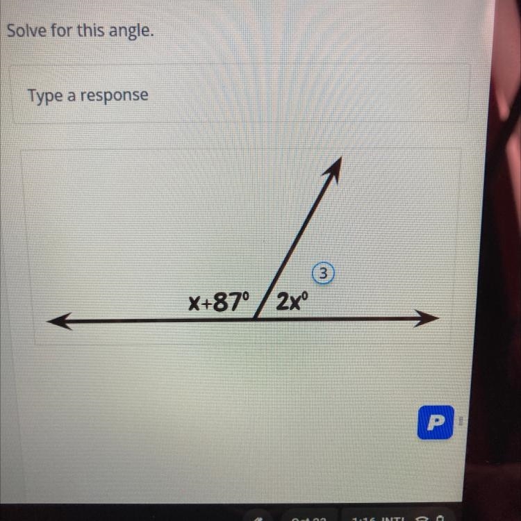 X+87°+2x degrees i need to solve for angle 2x-example-1