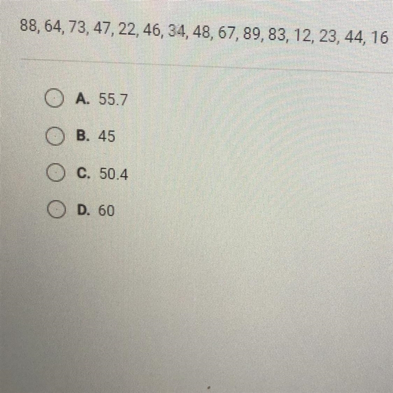 Which of the following values is closest to the mean for the set of datashown below-example-1