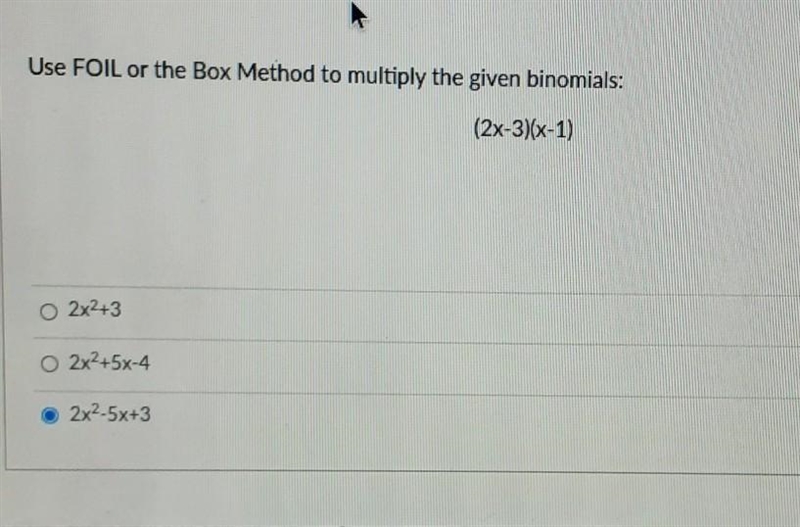 Binomlal times Binomial Use FOIL or the Box Method to multiply the given binomials-example-1