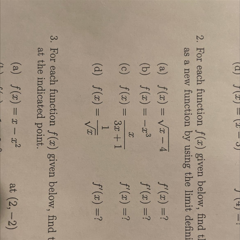 For function a, find the general derivative as a new function by using the limit definition-example-1