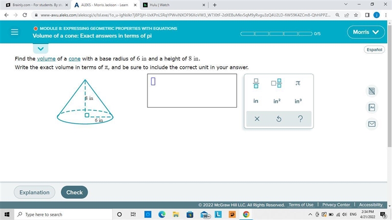 Find the volume of a cone with a base radius-example-1